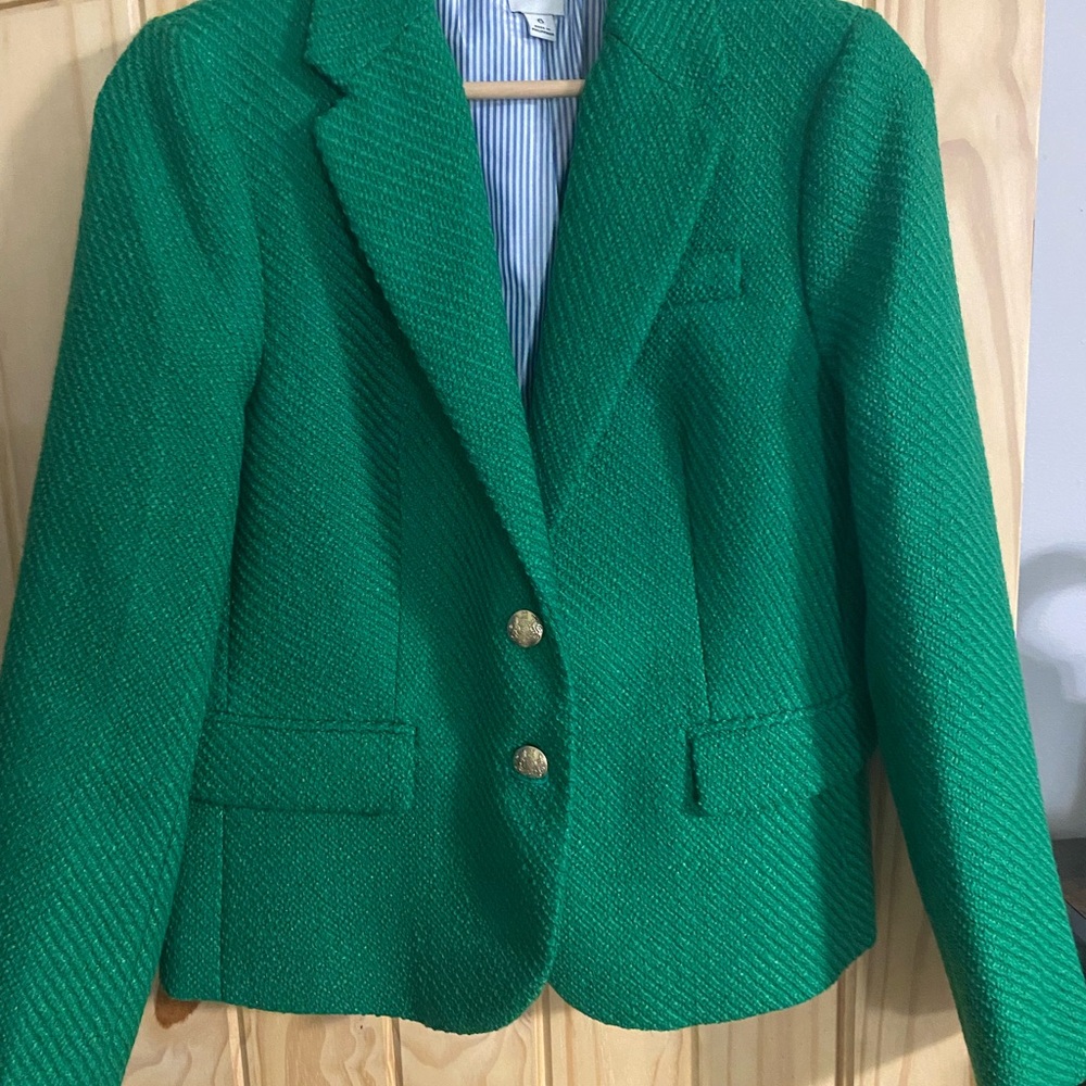 J Crew Emerald Green Blazer with Gold Buttons